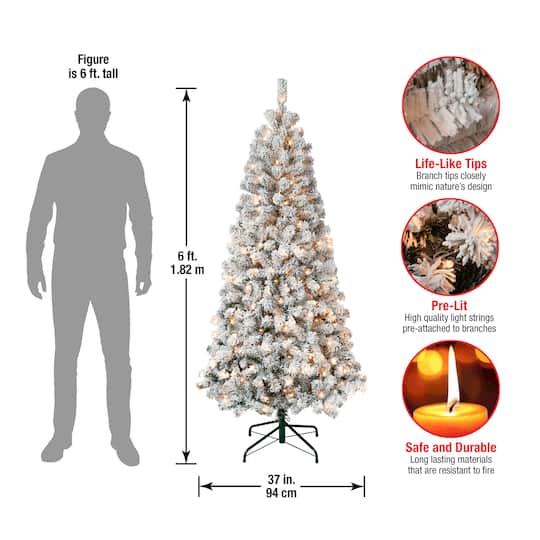 6ft. Pre-Lit Acacia Flocked Artificial Christmas Tree